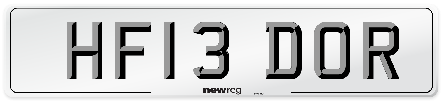HF13 DOR Number Plate from New Reg
